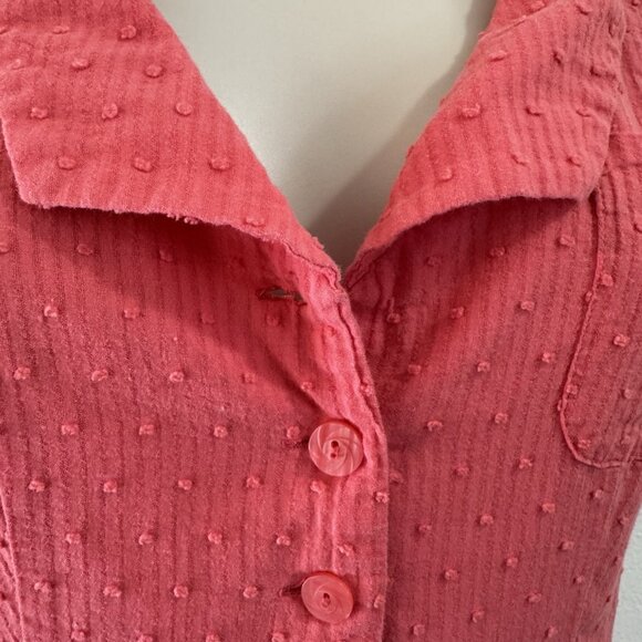 Vtg Y2K Maeve Anthropologie Dress 4 Swiss Dot Crochet Pink Orange Retro Pinup - Picture 5 of 12